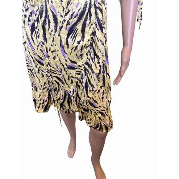 NWT‎ ESQUALO Wrap Dress Zebra Print Yellow Black  Size 8, Ruffle Feminine - Picture 7 of 16